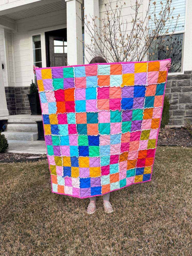 Four Patch Rag Quilt Pattern 4-Patch Rag Quilt Tutorial for Foster Care Quilt Donation Drive – Stuff ...