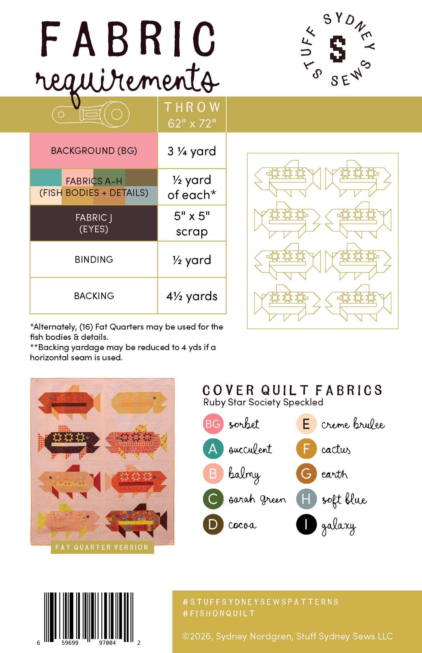 Fish On Quilt Pattern | Printed Booklet